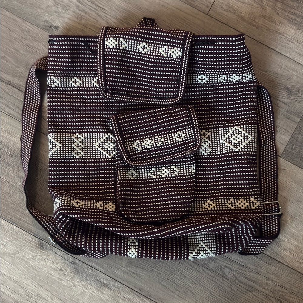 Black and Red Patterned Backpack